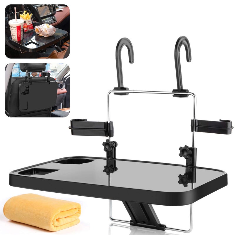 AutoChoice Foldable Car Seat Back Portable Tray for Food Dining Drink and Laptop, Hanging Car Steering Wheel Tray (Black) - Image 1